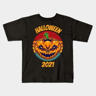 Halloween 2021 Skull Monster Carved Mascot Kids T-Shirt